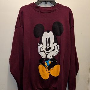 Vintage Maroon Mickey Mouse Sweatshirt